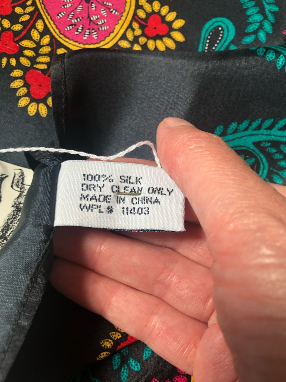 Diane Von Furstenberg Black Scarf with Teal & Pink Paisley Designs - Picture 3 of 5